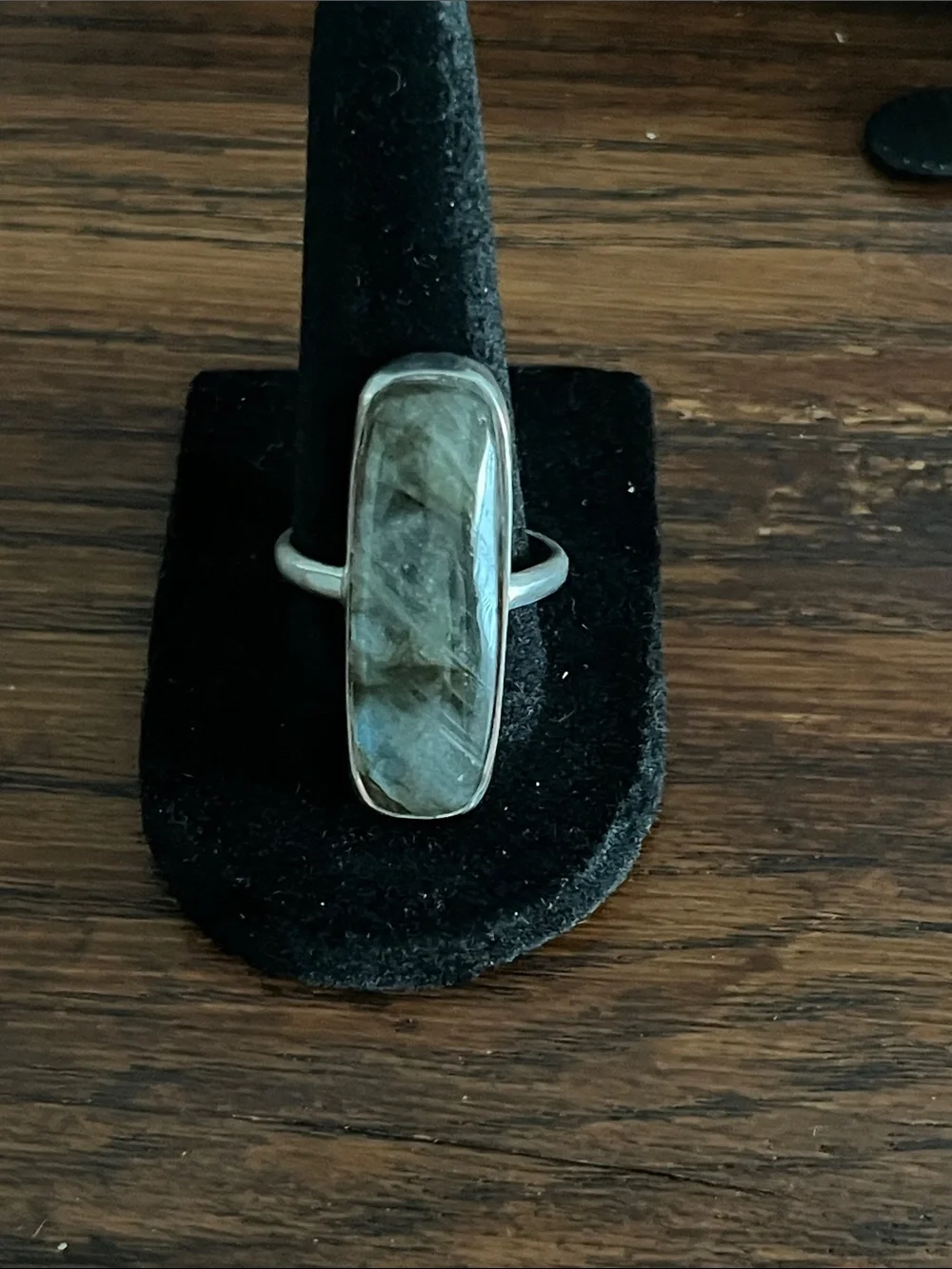 Sterling Silver Labradorite Long Rectangular Ring in Blue-Green
